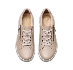 Clarks Caroline Rio Women’s Sand Leather Laser Cut Floral Casual Shoes 12W NEW